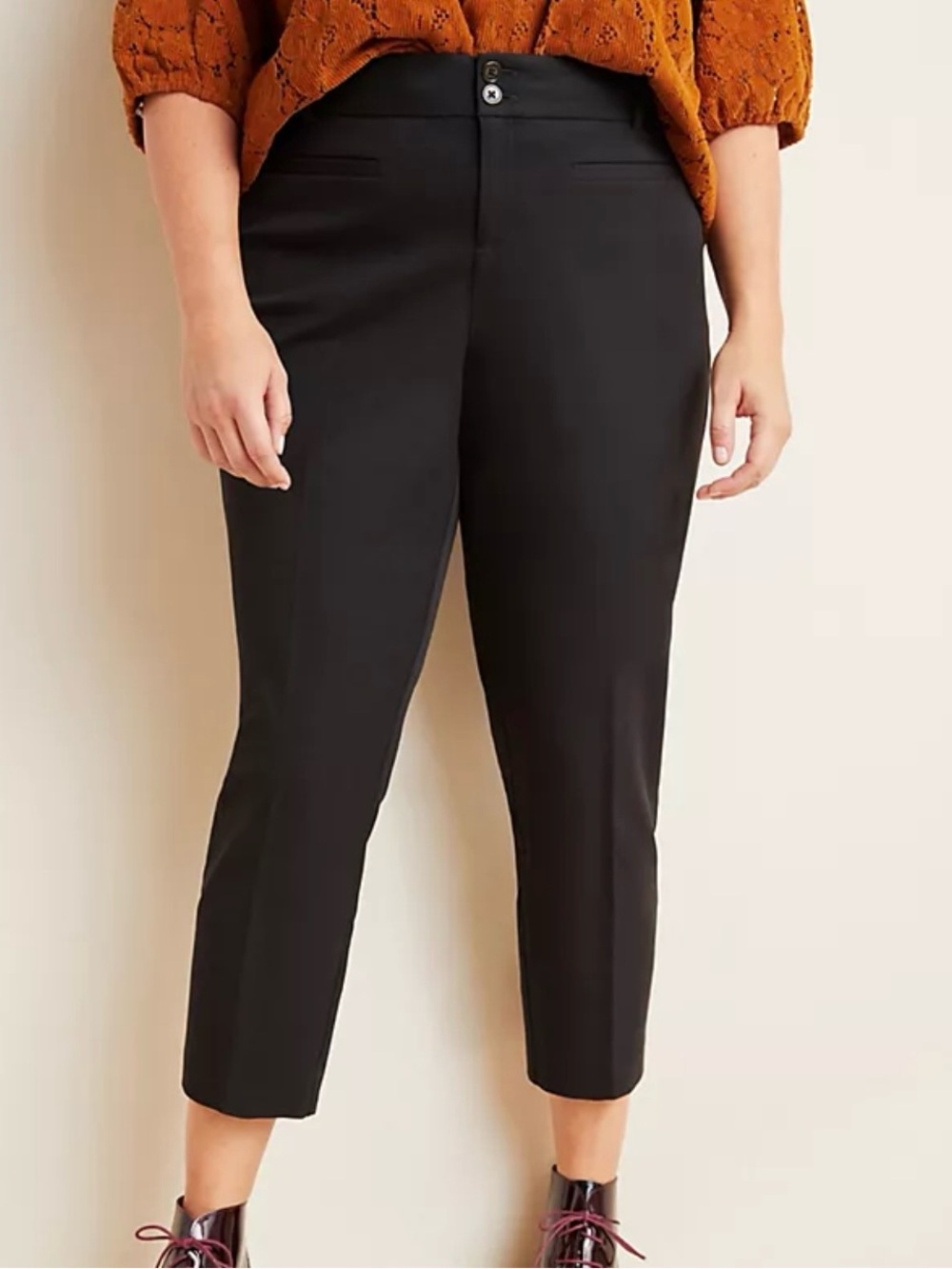 The essential Slim Anthropologie Women Crop Stretch Pants Size 18W Black New